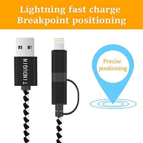 Tinduqin GPS positioning cable usb data cables for smart phone GPS positioning device Finding dory car fro iphoneX iphone8 all micro ports for mobile phones to charge quickly! (black white)