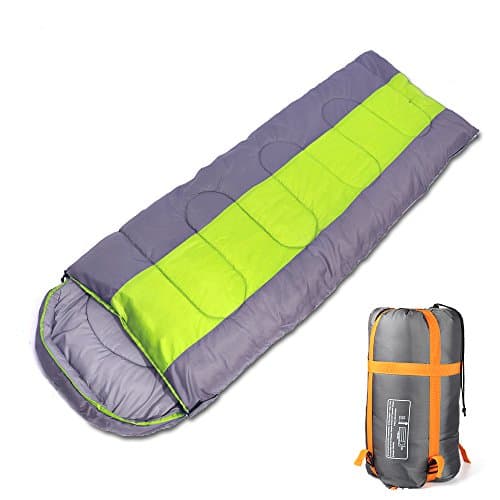 Sleeping bag, packable backpacking sleeping bags with ultralight lightweight, 2 bags spliced as a big double sleeping bag for outdoor travel, hiking, camping in all seasons (Green color left zipper)
