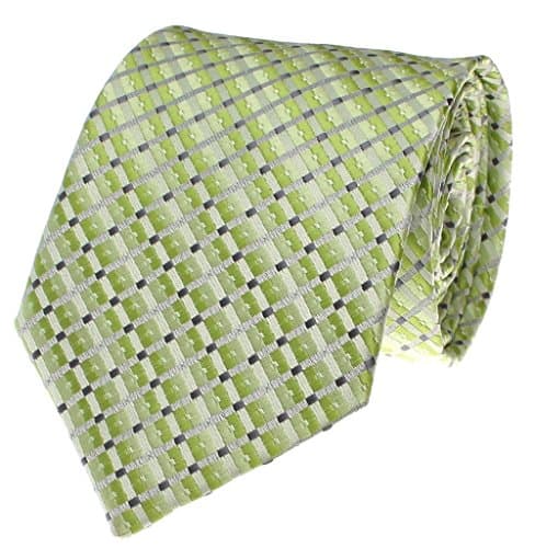 Lime Green and Silver Geometric Pattern Men's Necktie