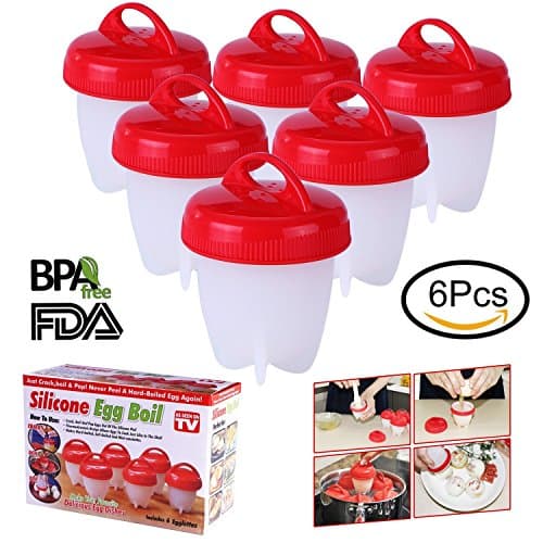 Egg Cooker,Hard &amp; Soft Maker and Separators, Poached Boiled Eggs Steamer, BPA Free, No Shell, Non Stick Silicone, AS SEEN ON TV , 6 Egg Cups