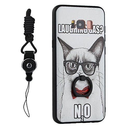 For Galaxy S8 Plus Case, MinSii Textured Pattern TPU Bumper and Hard Back Case with Lanyard for Samsung Galaxy S8 Plus (Cat N2o)