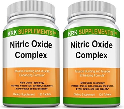 2 Bottles Nitric Oxide Complex 3500mg Per Serving L-Arginine HCL AAKG AKG Alpha Ketoglutarate Citrulline Malate 180 Total Capsules KRK Supplements by KRK SUPPLEMENTS