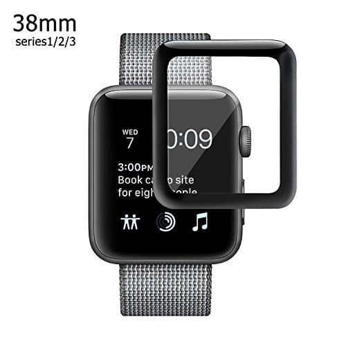Apple Watch 38mm 3D Screen Protector (Series 1, Series 2, Series 3), Atill Tempered Glass Screen Protector [Anti-scratch] [Bubble-free] for Apple iWatch [1 Pack, Black]