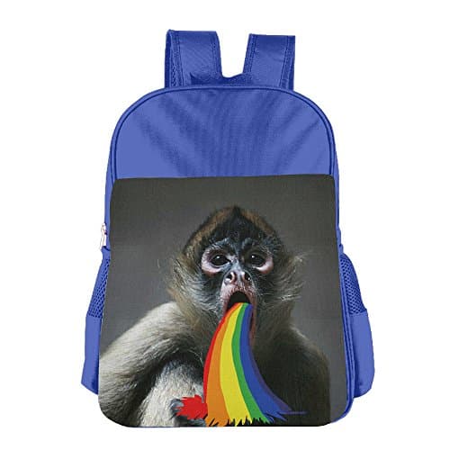Monkey Puke Rainbow School Backpack Children Shoulder Daypack Kid Lunch Tote Bags RoyalBlue