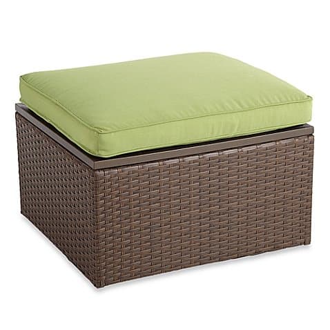 Stratford Wicker Storage Ottoman in Lime