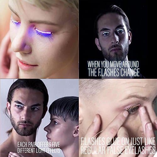 2017 USET Latest LED Eyelashes Eyelid False Eyelashes Interactive Unisex Eyelash Led Light Luminous Shining Charming Eyelashes for Nightclub Birthday Party Rave Party (Blue)