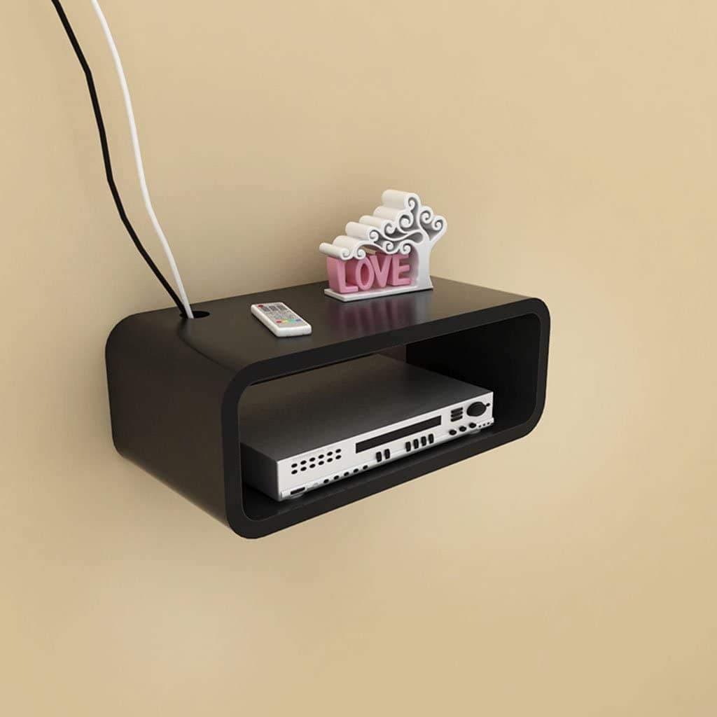 Rectangular MDF Set Top Box, Wall Hanging Rack TV Background Wall Decoration Router Rack, 402015cm (Color : Black)