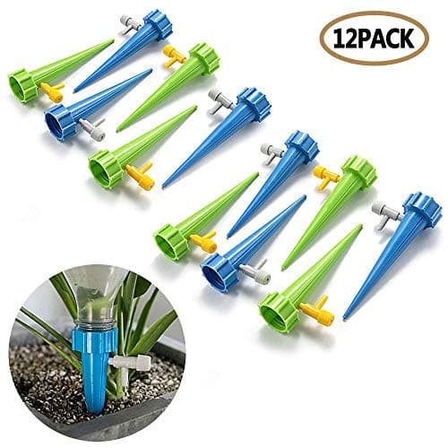Plant Waterer Self Spikes System with Slow Release Control Valve Switch Automatic Drip Irrigation Watering Devices Wine Bottle Small Plastic Water Bottle Irrigation Stake for Outdoor Indoor Plants Tre