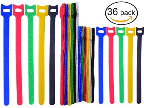 Ceeyali 36 Pack Reusable Wire Management Wire Organizer Cable Ties Cable Holder Straps (36 Pack hook loop)
