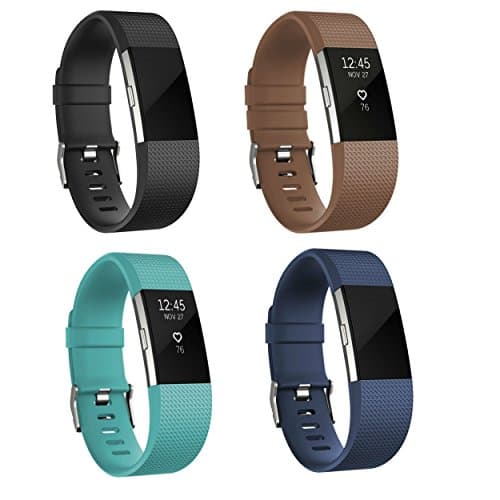 Sturdy Life Replacement Smartwatch Strap, Fitbit Charge 2 Bands, Heart Rate Fitness Wristband (Blue, Brown, Black, Teal, Large 6.7~8.1")