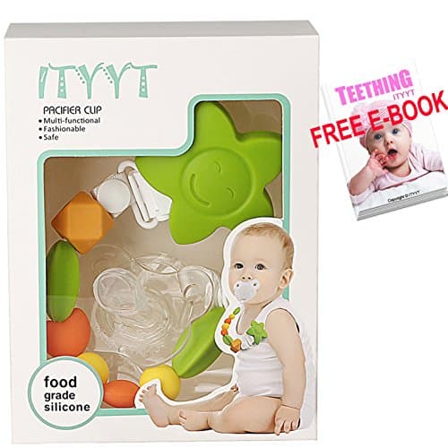 ITYYT 2 in 1 Silicone Pacifier Clips with Pacifier &amp; Free E-book, BPA Free &amp; FDA Approved Pacifier Holder for Girls and Boys