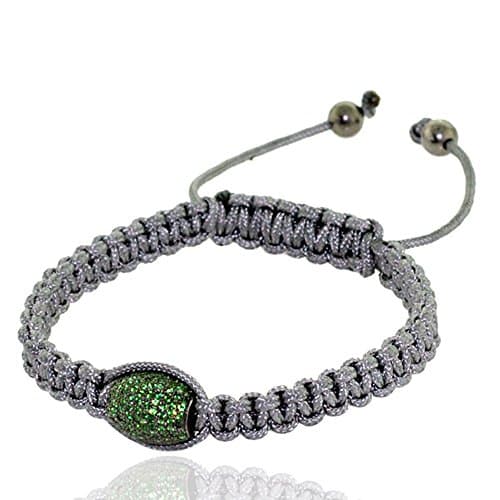 Genuine Tsavorite Bead Sterling Silver Handmade Macrame Bracelet