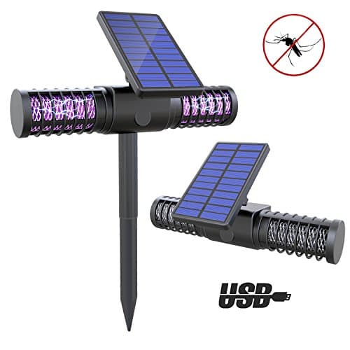 Solar Bug Zapper Light - Dolucky Wireless Insect &amp; Mosquito Killer Light with 4 UV LED Bulbs, USB Rechargeable Garden Lights for Outdoor / Indoor