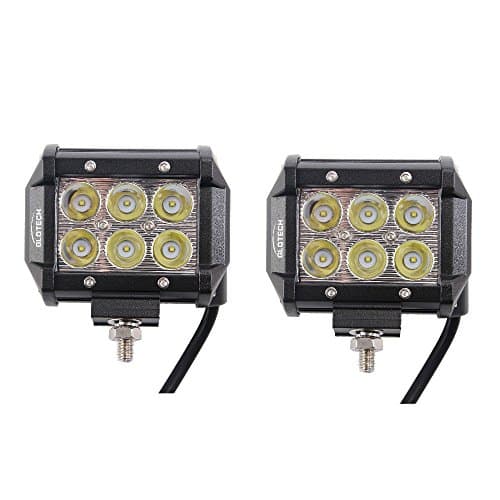 Glotech 2Pcs 4" 18W CREE LED Work Light Bar Spot Beam Waterproof for Off-road Truck Car ATV SUV Jeep Boat 4WD ATV Auxiliary Driving Lamp