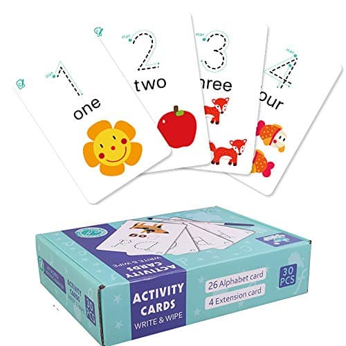 Turspit Write & Wipe Practice Cards Alphabet Words Math Kids Activity Cards Game Early Learning English Educational Toys for Children (Math)
