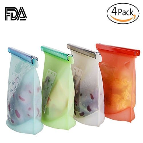 Silicone Food Storage Bag - 4 Pack - [Reusable Freezer Storage Container] Preservation Airtight Container - Kitchen Gadgets