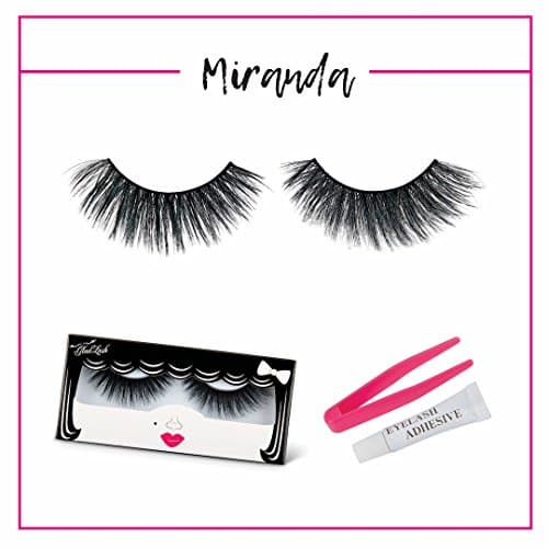 3D False Lash Pack - “Miranda” by GladGirl - Set Includes Glue and Applicator - Dramatic, Fluffy Style - Reusable Fake Lashes - Multi-layered Synthetic Mink