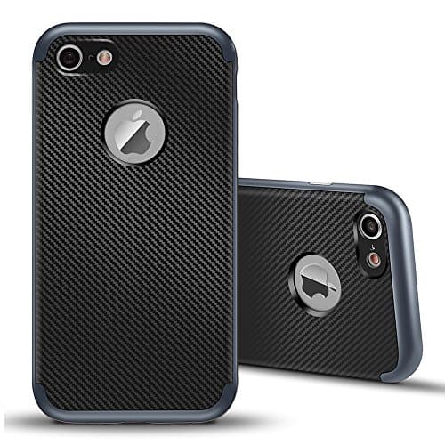 iPhone 7 Case, MINIMALISM 2 in 1 Ultra Thin and Slim TPU Shockproof Protective Case Coated Carbon Fiber Finish Surface with PC Hard Frame for Apple iPhone 7 (4.7')(2016) -- Navy blue