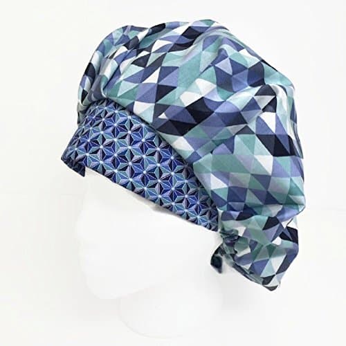 Bouffant Scrub Hat Blue Geometric OR Hats