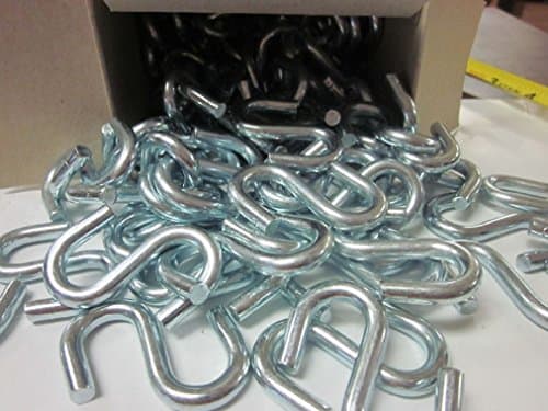 100 Heavy Duty 1/4" X 2" Standard S Hook Zinc Plated Steel Hooks #56151
