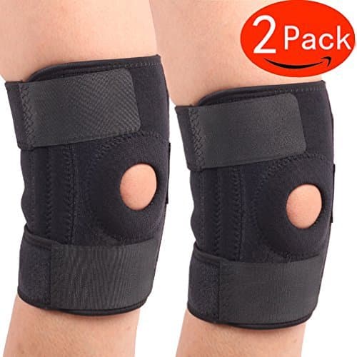 Knee Brace ,Knee Brace Support ,Sleeve protector For Arthritis,(Pack of 2), ACL, Running, Basketball, Meniscus Tear, Sports, Athletic. Open Patella Protector Wrap ,  By HNTTGG