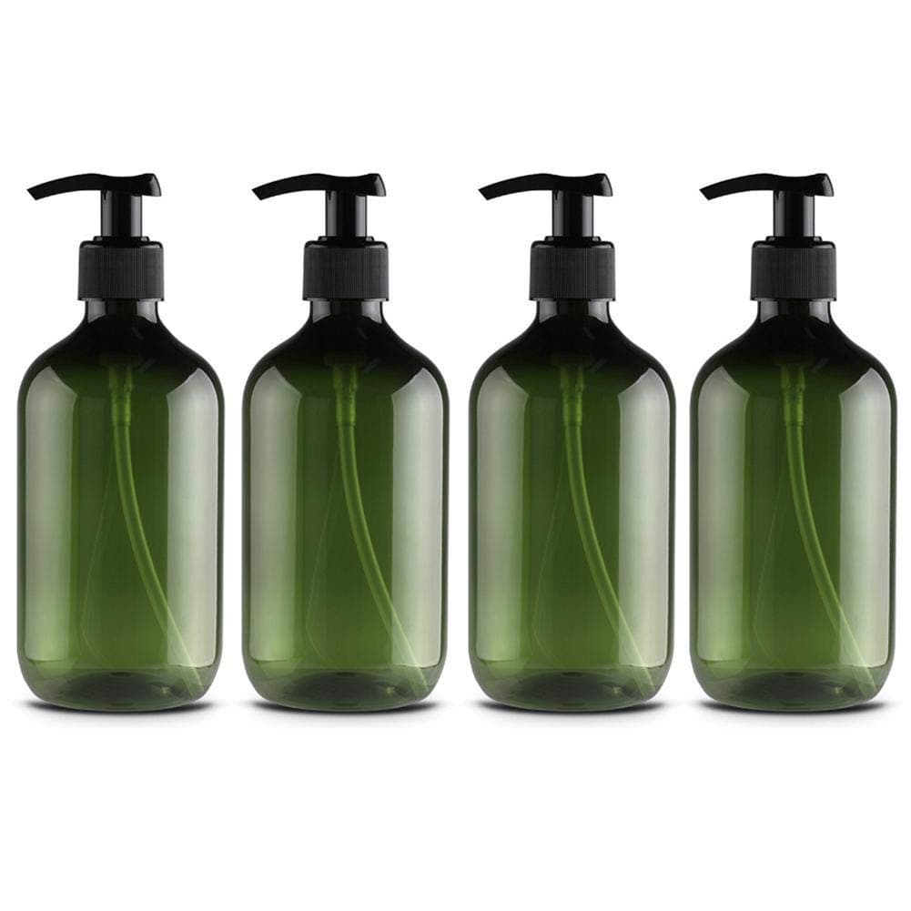 Macabolo Empty Plastic Pump Bottles, Soap Dispenser Bottles Refillable Pump Bottles for Disposal Lotions Shampoos Pack of 4 300 ml