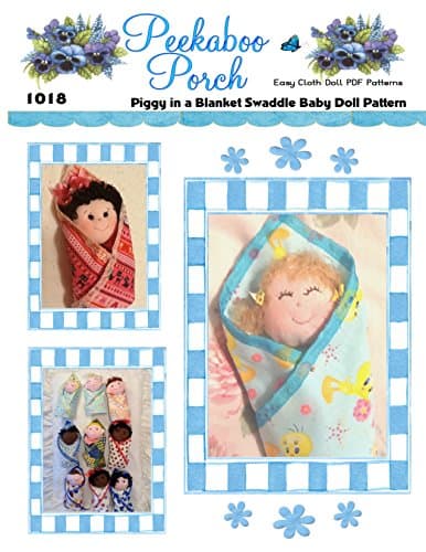 Swaddle Baby 8" Rag Doll PDF Easy Cloth Doll Pattern - Easy PDF Sewing Patterns for Beginners by Peekaboo Porch - Pattern ONLY - Not a Finished Doll (Swaddle Baby)