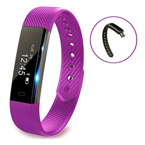 Smart Bracelet Point Touch Pushman P1 Bluetooth Call Remind Remote Self-Timer Smart Band Calorie Counter Wireless Pedometer Sport Sleep Monitor Activity Tracker For Android iOS Phone (Purple)
