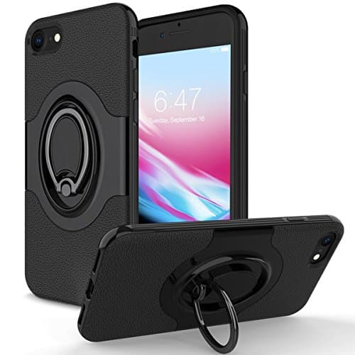 iPhone 8 Case, Vafru iPhone 7 Case with Ring Holder Kickstand Ring Stand Grip With Metal Patch Shock Absorbing Bumper soft TPU inner Hard PC Back Cover for iPhone 8/7