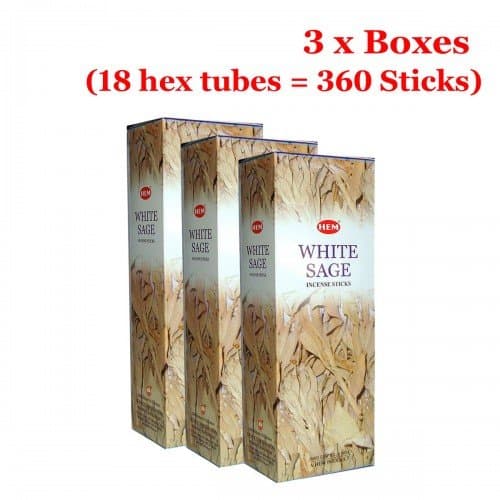 HEM White Sage Bulk 360 Sticks Incense, 3 Boxes - (360 Sticks Bulk per Order)