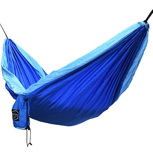 Double Camping Hammock - Lightweight, Durable, Nylon Parachute Hammock by Redfork Gear. Includes 2 - 12 Foot Hanging Ropes. Fun, Easy, Portable, Great For Camping, Hunting, Hiking, and the Backyard.