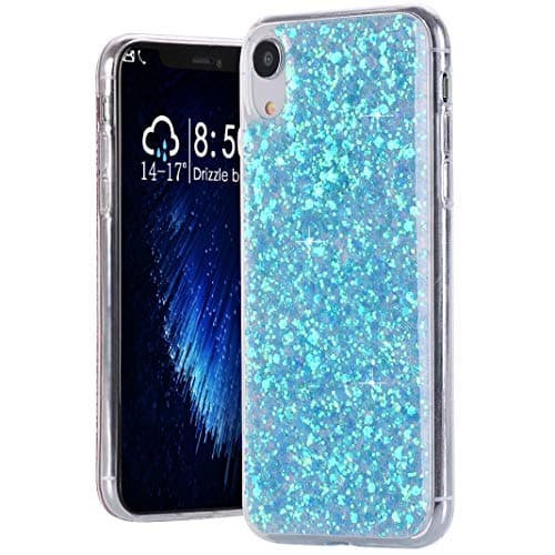 Case for iPhone XR Soft TPU Phone Case for iPhone XR 6.1 Inch, Protection Phone Case Back Cover Ultra-Slim Bling Glitter Case Cover for Apple iPhone XR 2018 for Women, Girls-Blue
