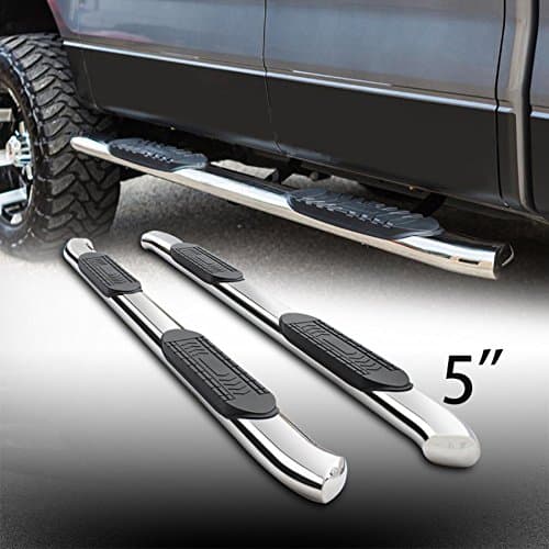 5" Oval Side Step Rails Nerf Bar Running Boards With Bent Ends Fit 2015 2016 2017 Chevy Colorado / GMC Canyon Extended Cab With Half Size Rear Doors Only