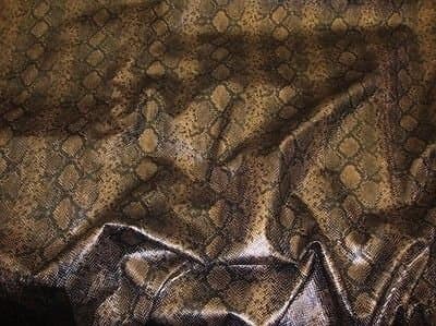 54" Wide Faux Python Snake Skin Leather Bronze Fabric By The yard