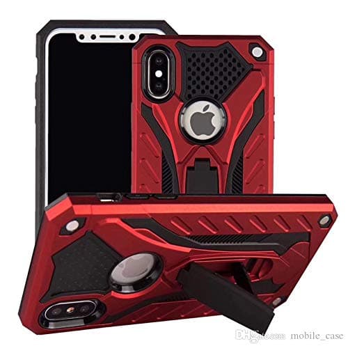 True Desire Tough Armor Back Cover Case Inbuilt Mobile Stand Military-Grade Drop Tested Shock Proof Defender case for iPhone XR(Red)