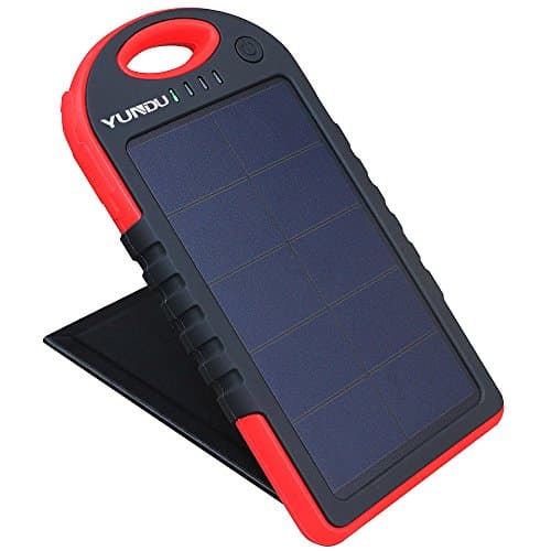 YUNDU Patented Solar Charger Fast Charging High Efficient Double Foldable 2.2 W Panel with 5000mah Power Battery (Red)