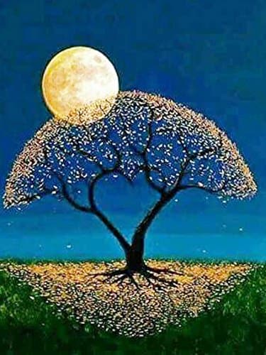 Wotion 11.81"x15.75" Moon Tree Full Drill All Square DIY 5D Diamond Painting Kit with Carton Package for Adults Rhinestone Embroidery Cross Stitch set Arts Craft Gift