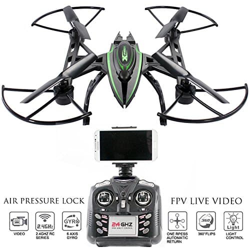Drone with Camera Live Video - Predator FPV VR Quadcopter, Virtual Reality First Person View Flight in Real Time, Air Pressure Sensor Attitude Lock, Easy Control Headless Mode, Return Home Key