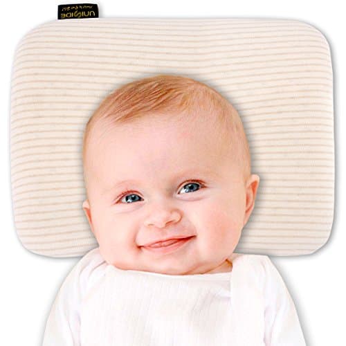 Uniside Anti-Roll Sleeping Head Support Shaping Prevent Flat Head Fit Cradle Crib Bassinet Stroller Bed Swing Soft Natural Latex Pillow for New Born Baby Infant and Toddler (0-12 months)