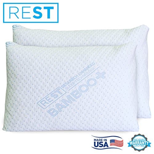 Blended Memory Foam Pillows With Super Soft Rayon Covers Derived From Bamboo, By REST. Made In The USA! Measures 20" x 30"(QUEEN 2 PACK)