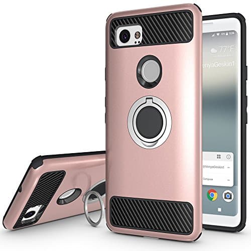 Google Pixel 2XL Case,Google Pixel XL2 Case with Kickstand,Amagle 360 Degree Rotating Ring Grip,Amagle Dual Layer Shockproof Impact Protection Case for Google Pixel 2XL (Rose Gold)