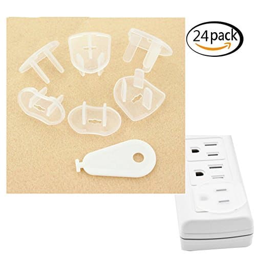 Outlet Plug Covers (24P ack) Clear Child Proof Electrical Protector Safety Caps by Elemy (24 Pack)