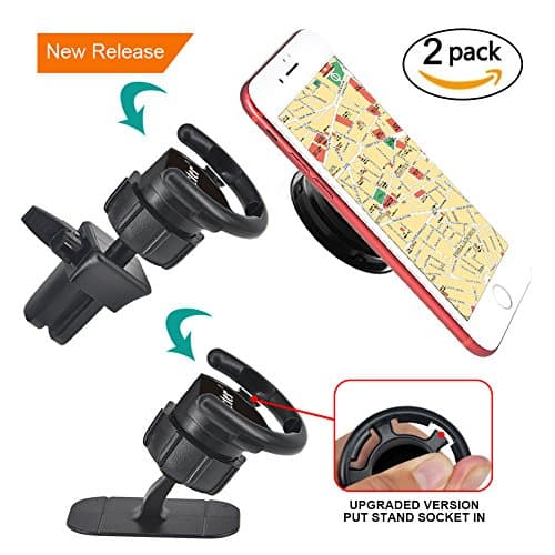 Car Mount for Pop Socket,Air Vent Clip Cell Phone Holder for Phone Popsocket and Grips with Lock Setting,Black Car Dashboard Desk Wall Mount Sticker for IPhone X 8 Plus 7 Plus 6s 6 5s 5 4s 4 Samsung