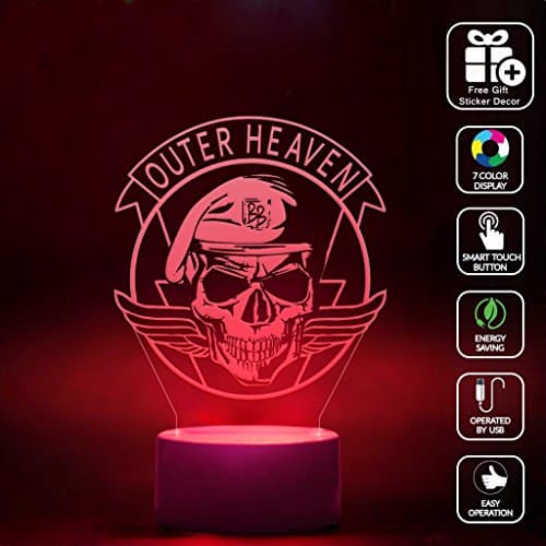 CMLART Metal Gear Solid Outer Heaven Skull 3d Lamp Night 7 Color Change Best Gift Night Light LED Furnish Desk Table Lighting Home Decoration Toys