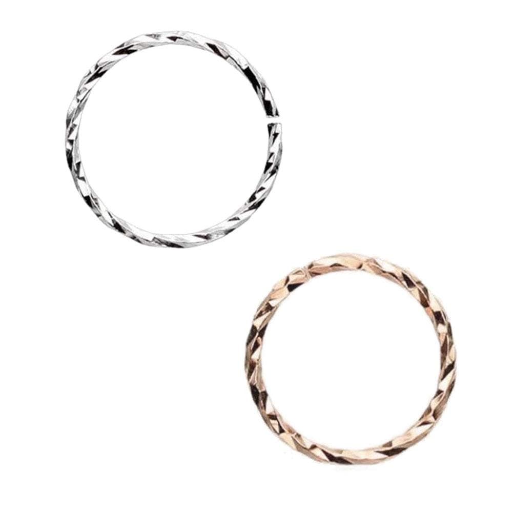 Assorted 2pcs 18g 5/16'' Sterling Silver Textured Bendable Hoop Ring