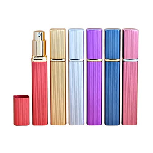Jaywayne 6PC Metalic Perfume Atomizer Bottles, Refillable Travel Size Perfume Bottles Fragrance Refilable Sprayer for Travel Purse(12ML)