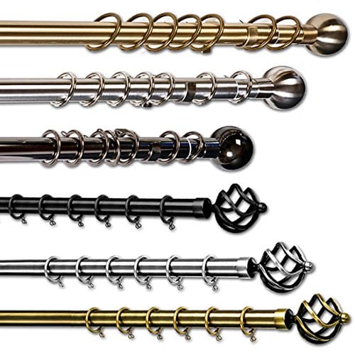 Lite Fx Extendable Metal Pole - 25/28mm Diameter - Ball or Cage Finial - 5 Colours (120-220cm, Painted Silver - Cage)