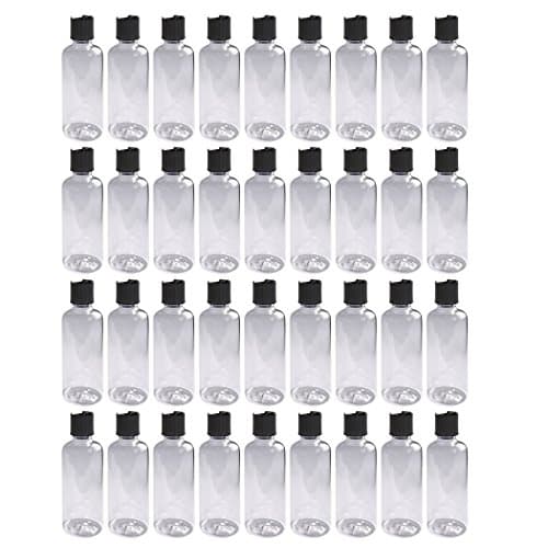 32 pack Clear Empty 8 oz plastic bottles with Dispensing Disc-top Caps BULK Set - FOOD GRADE and BPA-free