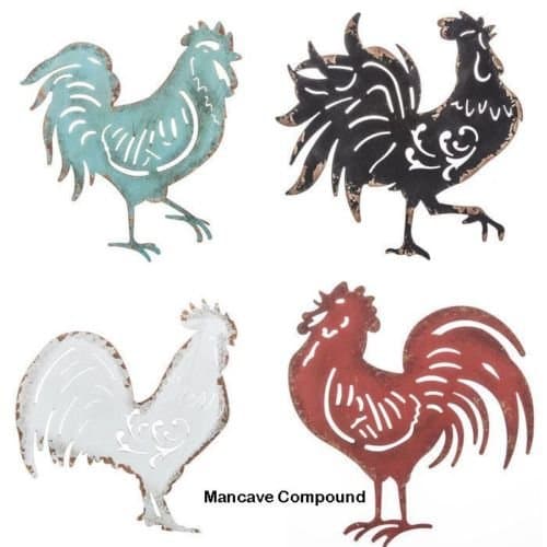Four Rustic Roosters Farmhouse Wall Décor