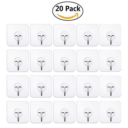Hooks Heavy Duty Hooks - 20 Packs 22Lbs command Hooks Utility Hooks Heavy Duty Wall Hooks Waterproof Reusable Seamless Sticky Hook For Bathroom Kitchen Wall Door Ceiling And More